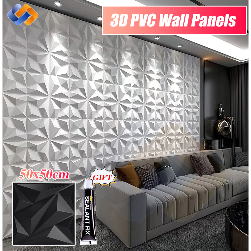 50CM*50CM Pvc Wall Panel 3D Wallpaper Wall Design decor Home Living ...