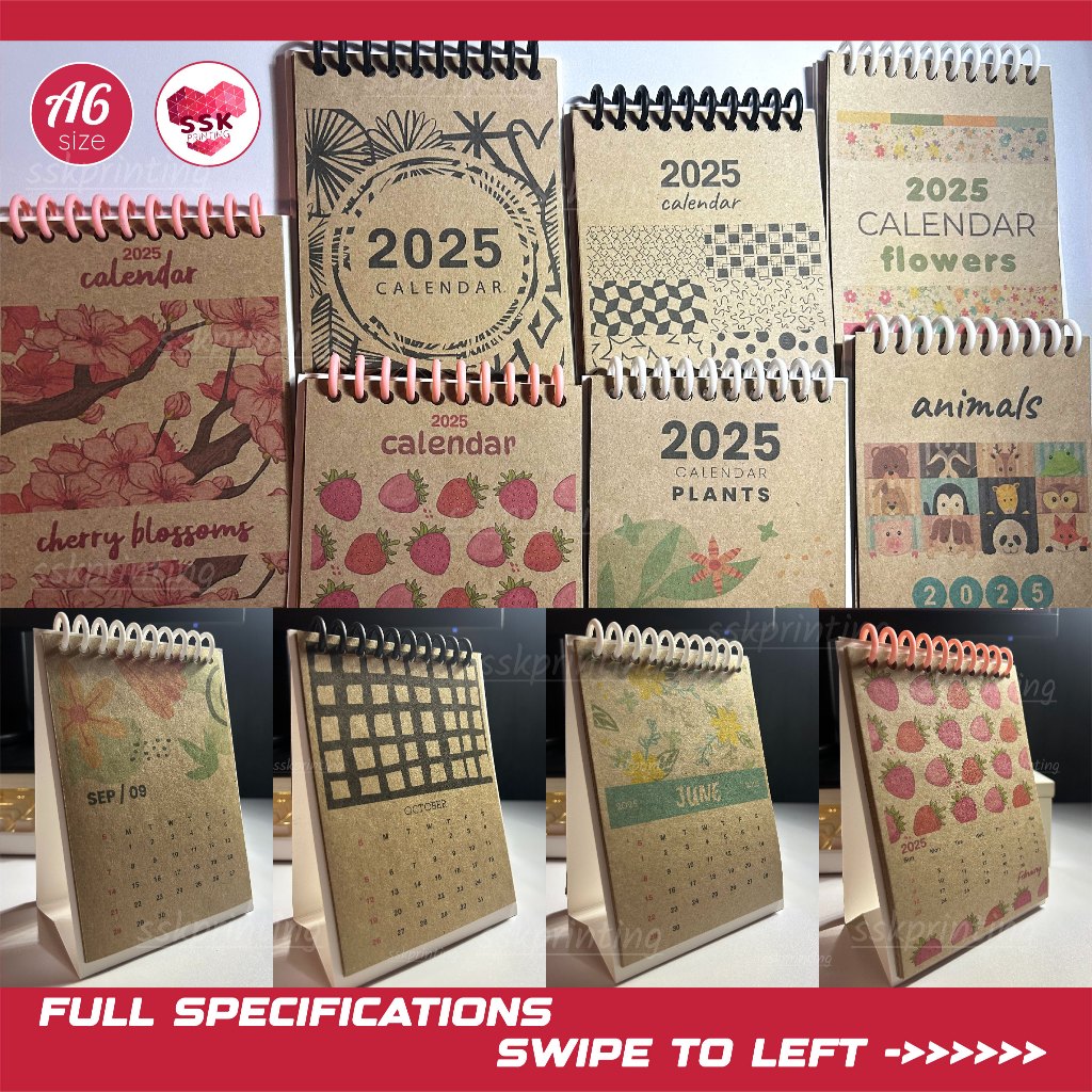 Minimalist A6 Desk Calendar 2025 | Free Personalize Name | with Stand ...