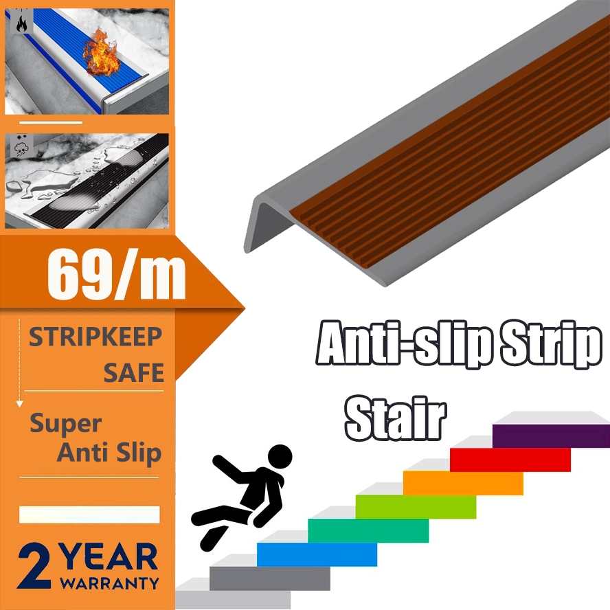 Anti Slip Strip 8/24FT L-type PVC Rubber Stair Nosing Self-Adhesive ...