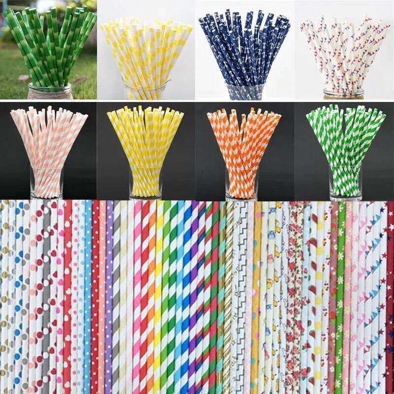 Paper straws Drinking Paper Straw Metallic Gold Colorful Individually ...