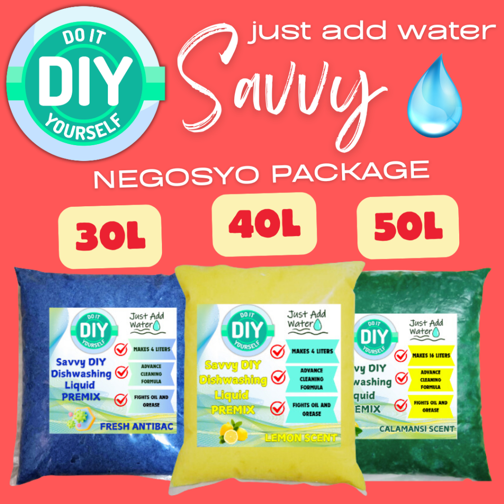 SAVVY DIY PREMIUM DISHWASHING LIQUID - JUST ADD WATER NEGOSYO KIT ...