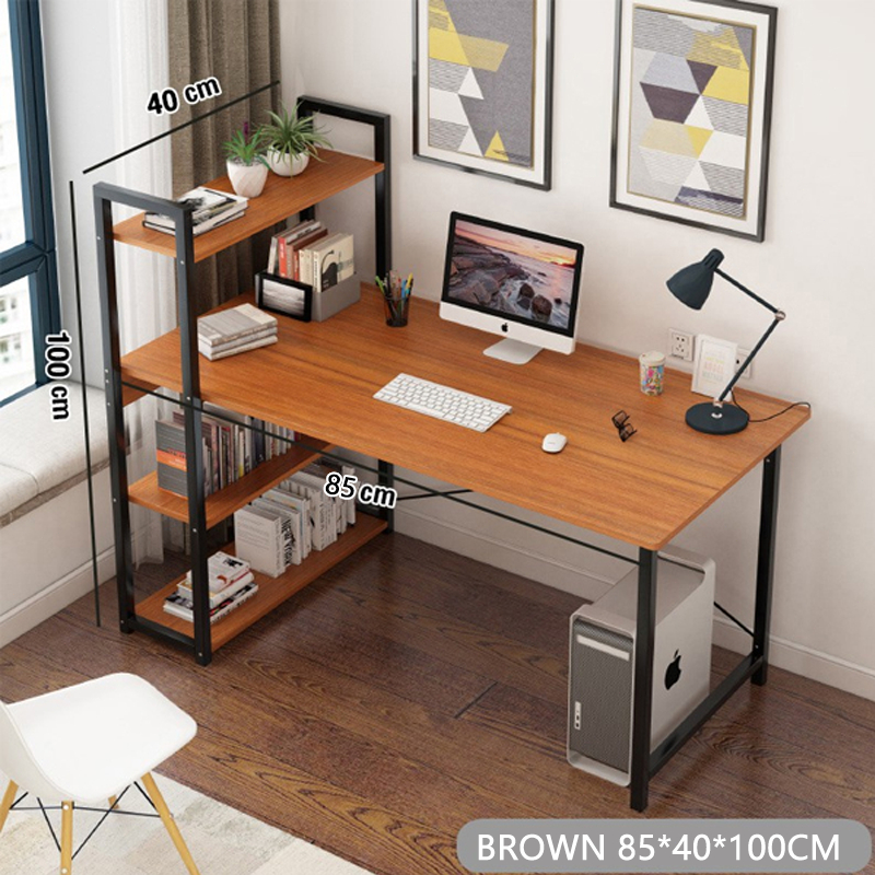 120/90cm Computer Table with Shelves Office Table with Drawer Work Desk ...