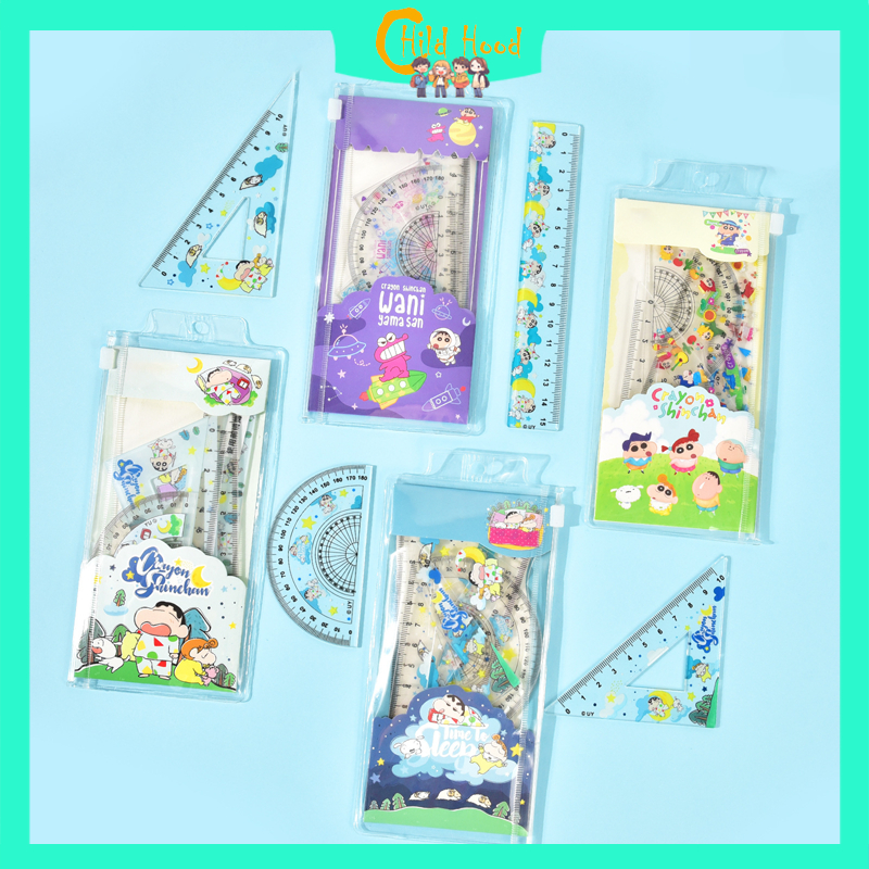 Crayon Shin-chan Ruler Stationery Four-piece Ruler Straight Ruler ...