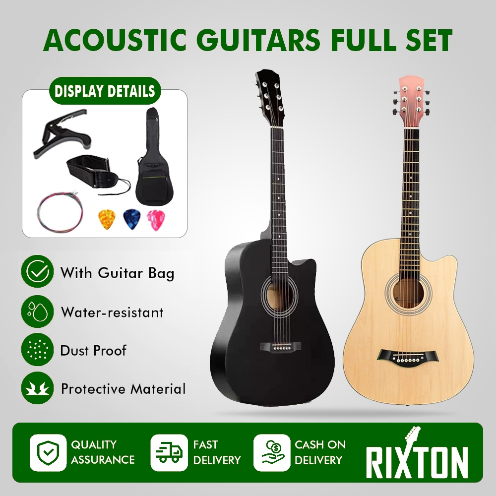Rixton Acoustic Guitar For Beginners With Complete Sets 38 Inch And 41 ...