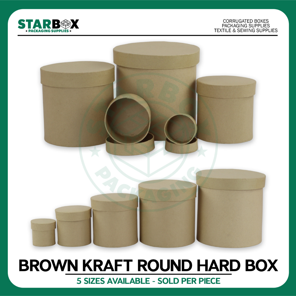 STARBOX Brown Hard Round Kraft Box (Gift Box / Stackable / 4 Colors / 5 ...