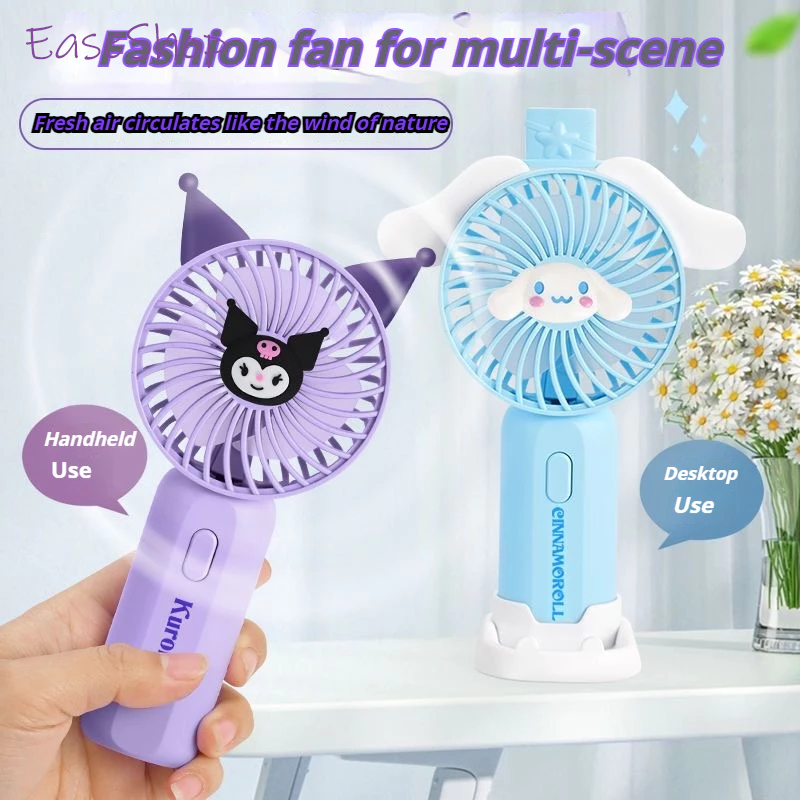 Cute Kuromi Mini Fan Sanrio Cartoon Portable USB Rechargeable Fan ...