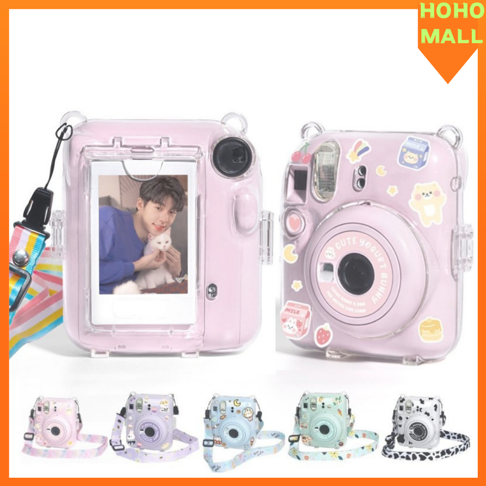 Clear Camera Case For Instax Mini 12 - Transparent Protective Bag With Photo Pocket & Strap