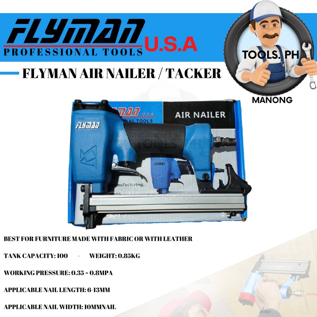 FLYMAN | FLY-F30 Lightweight Air Nail Gun for Fabric, Leather & Wood ...