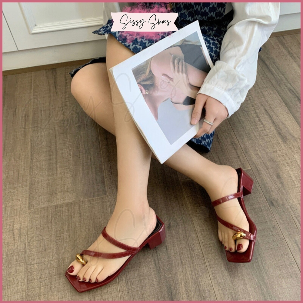 Sissy Shoes New French Sandals Mid-Heel With Metal Toes Ring Fairy ...