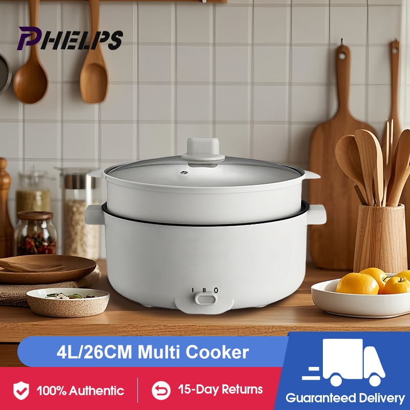 Phelps Rice Cooker With Steamer 4L Double Layer Non-Stick Pot 26CM Hot ...