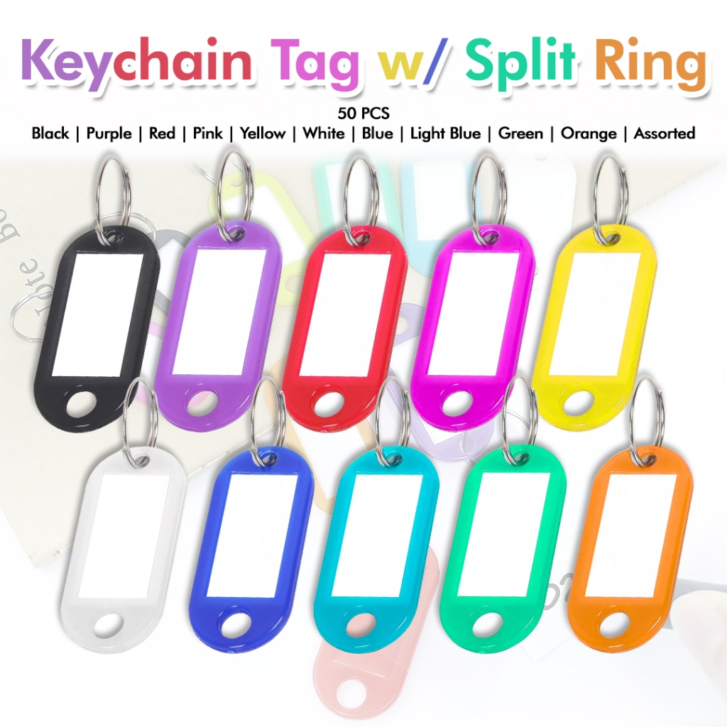 50PCS Label Key Holder Plastic Key Tags ID Label Keychain With Split ...