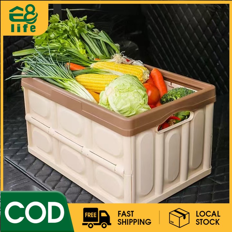 E8LIFE 60L Home Plastic Foldable Auto Organizer Storage Box Backup ...