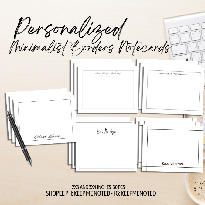 Personalized Minimalist Borders Notecards Border Note Card Gift Cards ...