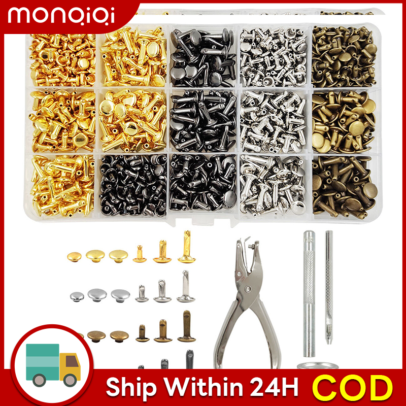 6/8mm Metal Double Cap Rivets Studs Round Rivet With Tool Kit For ...