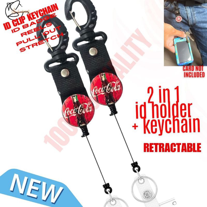 high quality coke Retractable key holder coca cola keychain stretchable ...