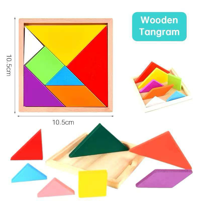 DIY Children Kids Mental Development Tangram Wooden Jigsaw Puzzle ...