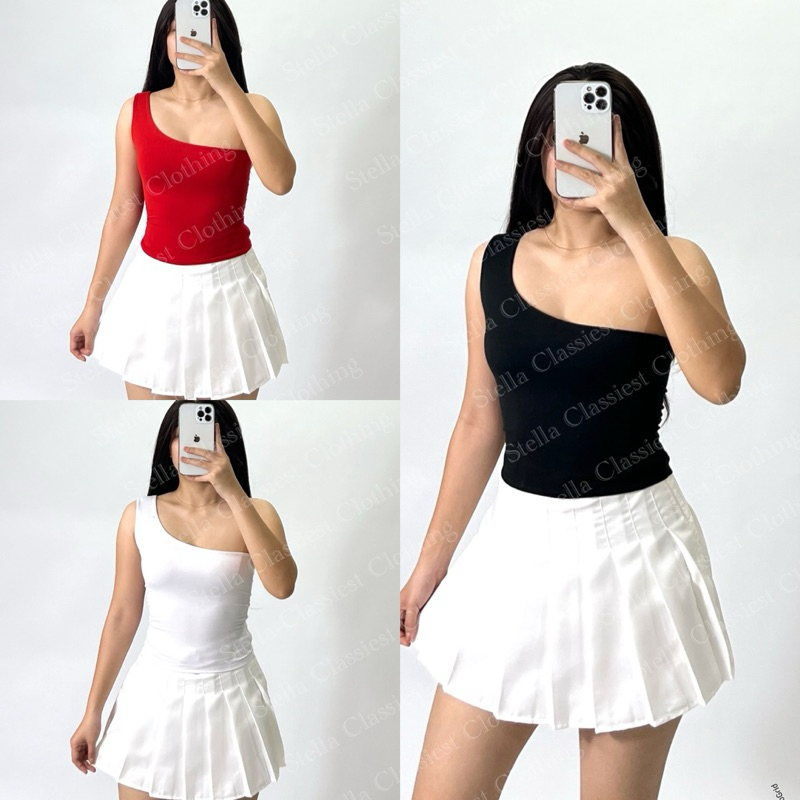 One Side Shoulder Double Lining Front And Back Basic Top TND | Shopee ...