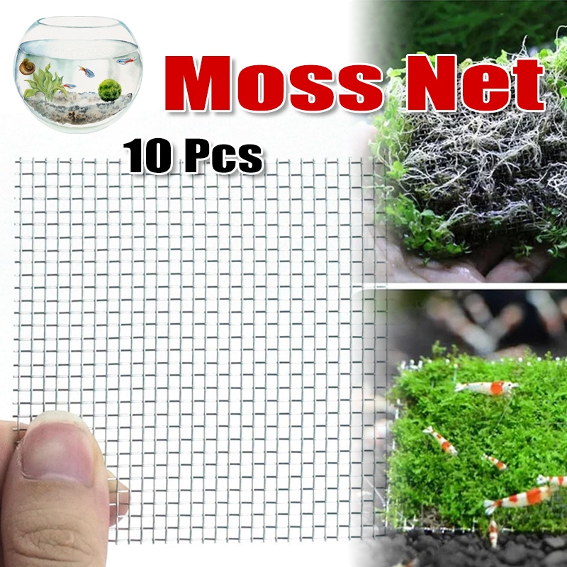 10Pcs Aquarium Moss Net Mesh Pad Screen Stainless Steel Wire Plants Net ...