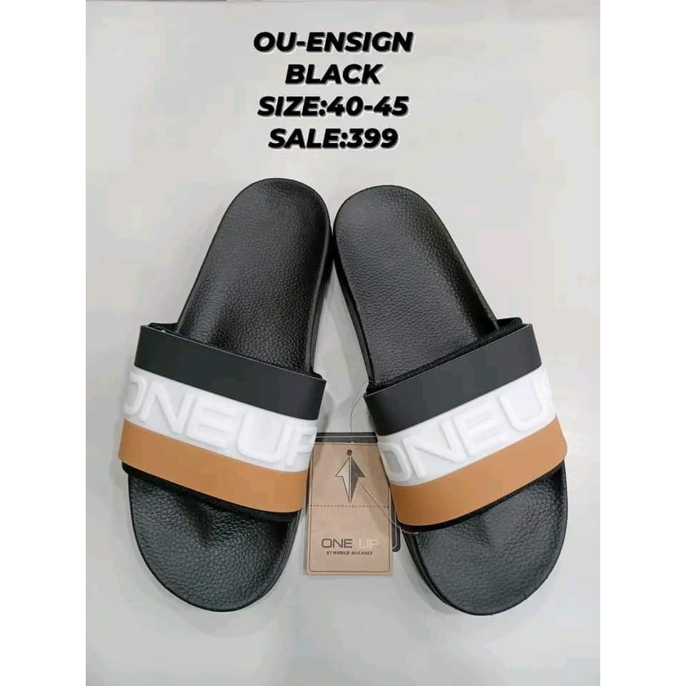 One Up by World Balance Men's Slides Slippers ENSIGN Black Blk Slip On ...