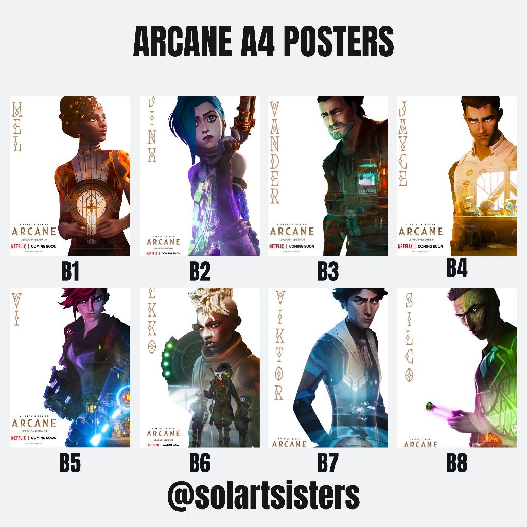 Arcane League of Legends Season Series A4 Posters Art Prints LOL Emo ...