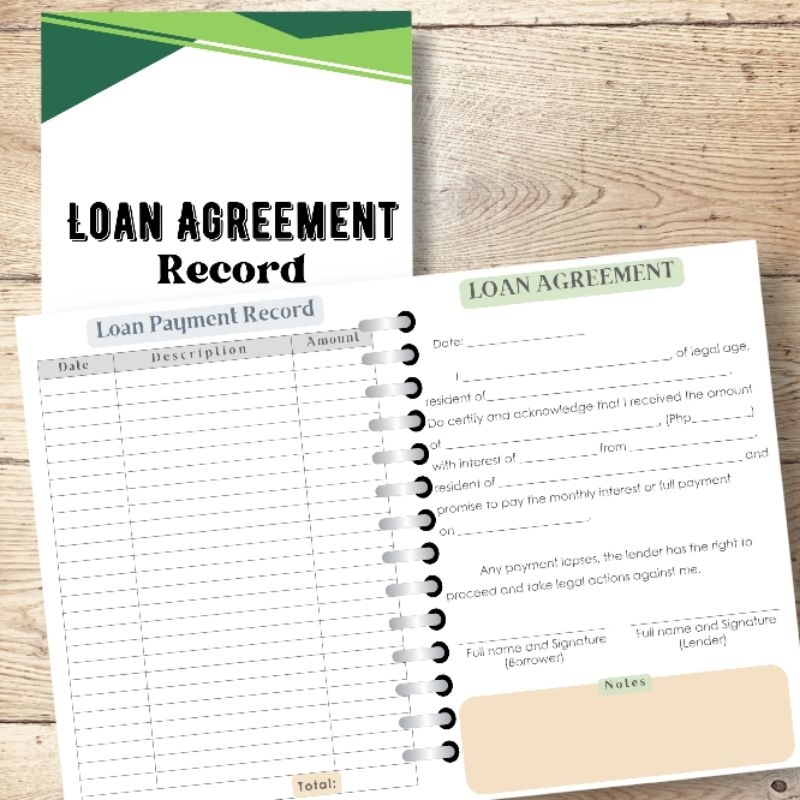 LOAN AGREEMENT RECORD NOTEBOOK A5-SIZE / CONTRACT AGREEMENT RECORD ...