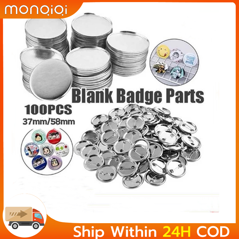 100PCS 37mm 58mm Metal back DIY Badge Button Pins Blank Raw Material ...