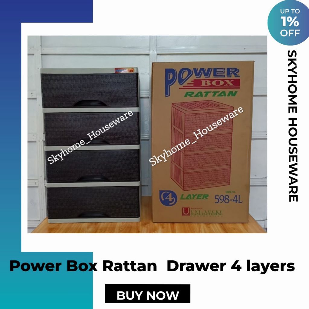 DRAWER RATTAN 4 LAYER UNILUCKY POWER BOX RATTAN #598-4L (RANDOM COLOR ...