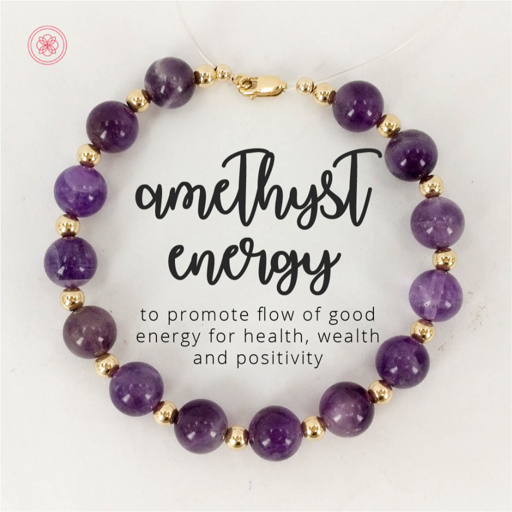COD PREMIUM Authentic Amethyst Stone 10k Gold Lucky Charm Bracelet ...