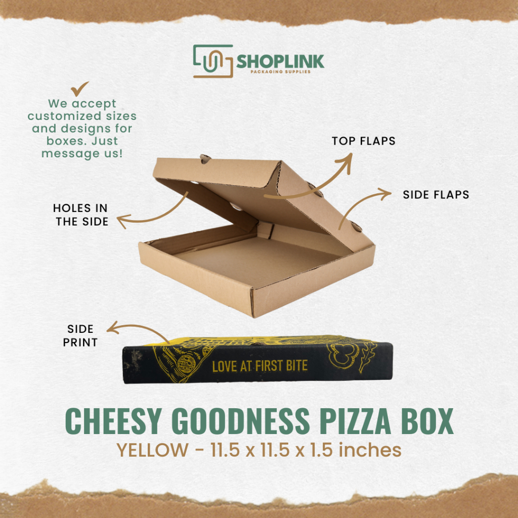 Pizza Box Corrugated Packaging | Brown Kraft | Generic Print | Yellow ...