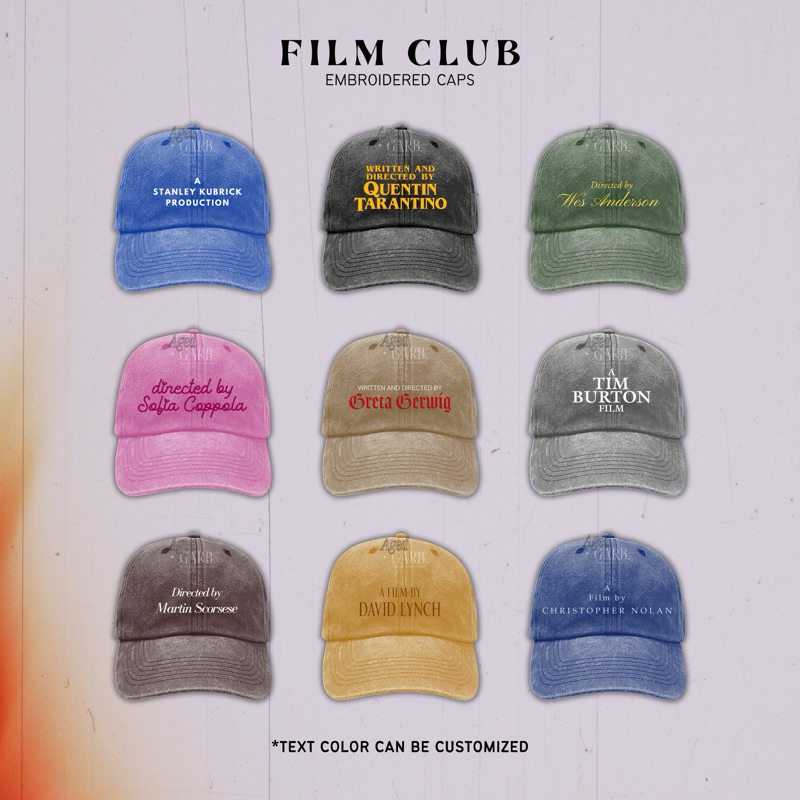 Filmmakers Embroidered Vintage Caps Customized Title Card Hats (Kubrick ...