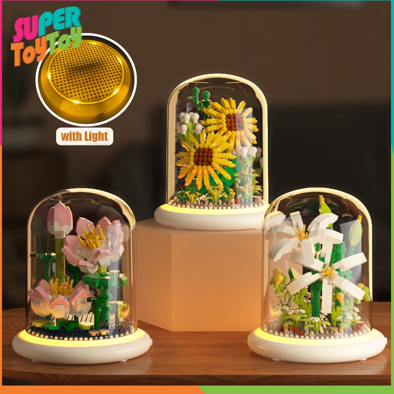 DIY Bricks Flower with Light Building Blocks Set Tulip Flowers Gift for ...