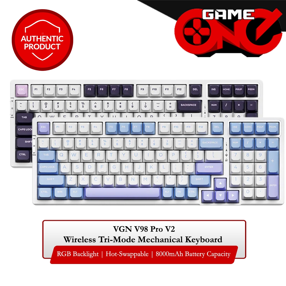 VGN V98 Pro V2 Wireless Tri-Mode Hot-Swappable RGB Mechanical Keyboard ...