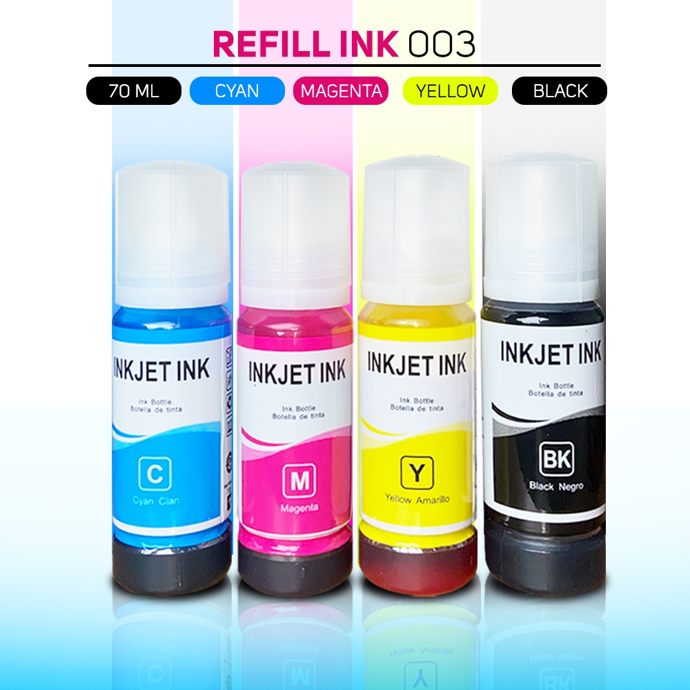 Refill Ink for Inkjet Printer 003 Dye Ink L1100/L1120/L2140/L3100/L3110 ...