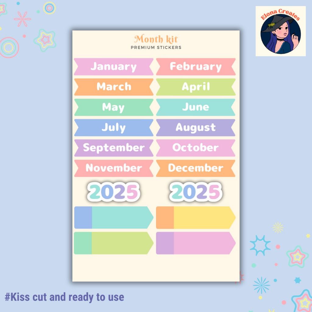 Cute Pastel Month Stickers For Planners And Journal EC-1039 | Shopee ...