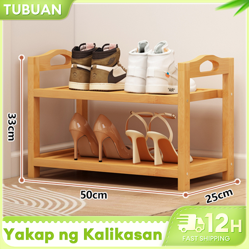 TUBUAN Mini Shoe Rack Organizer Wood Tier Bamboo 2 3 Layers Shoes ...