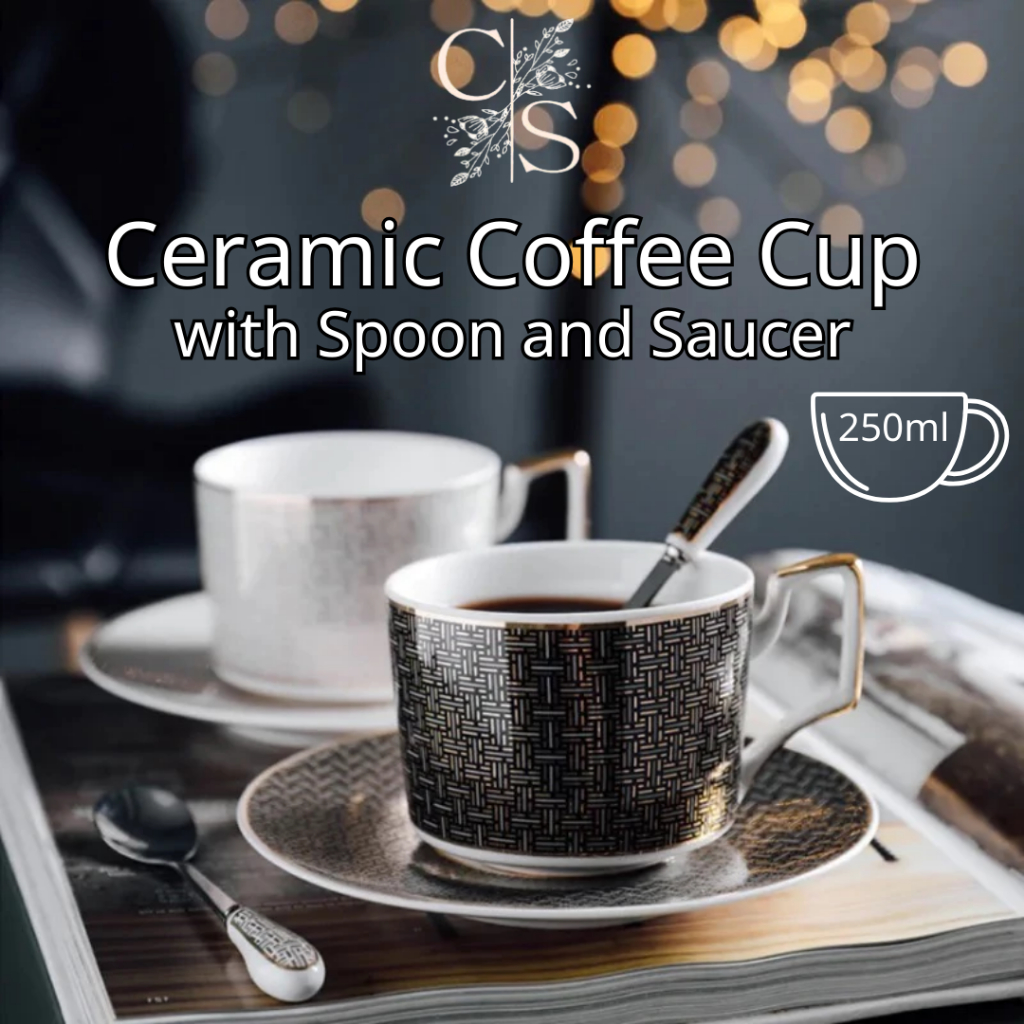 250ml European Luxury Porcelain Lovers Coffee Cup with Spoon and Saucer ...