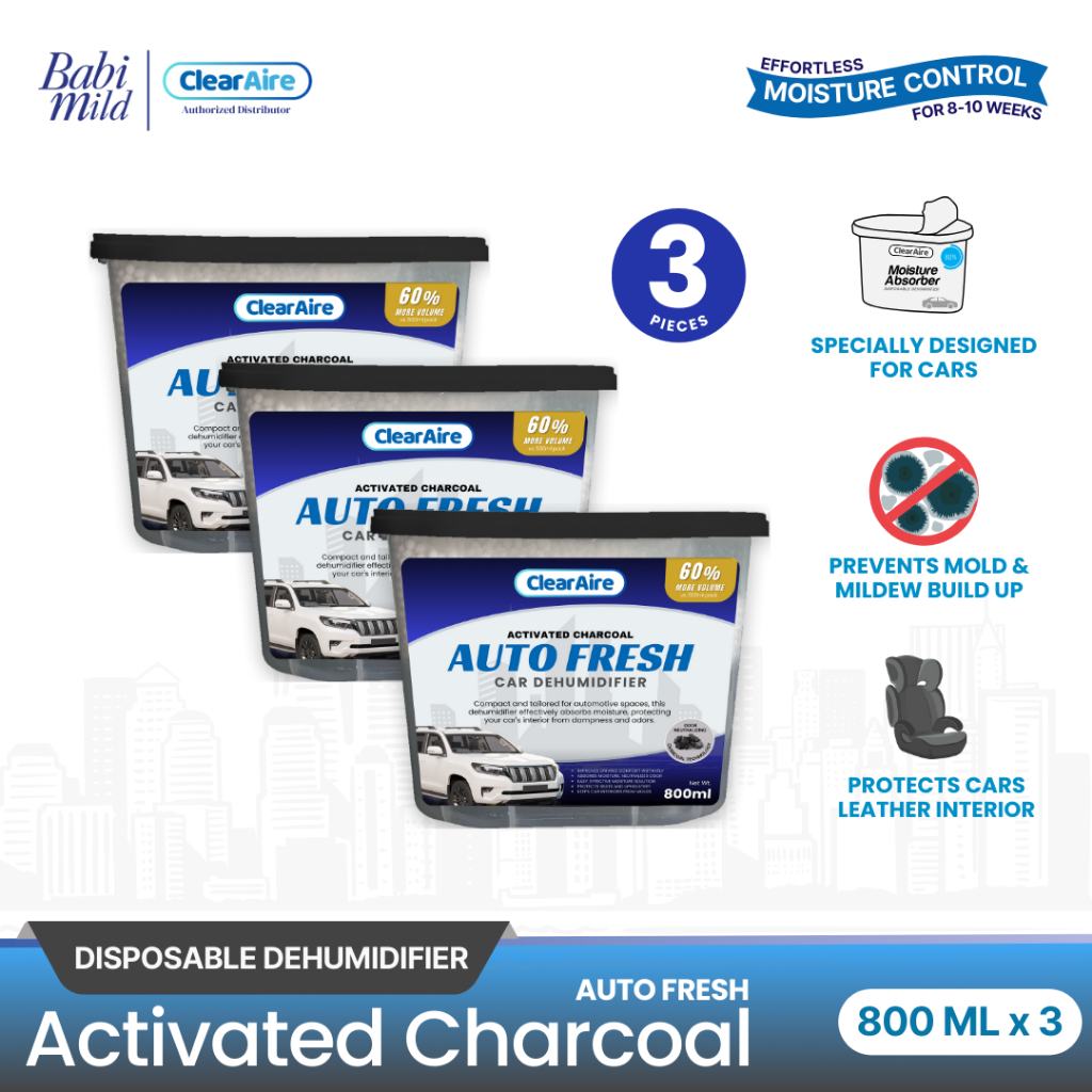 ClearAire Disposable Dehumidifier Auto Fresh Activated Charcoal 800ml ...