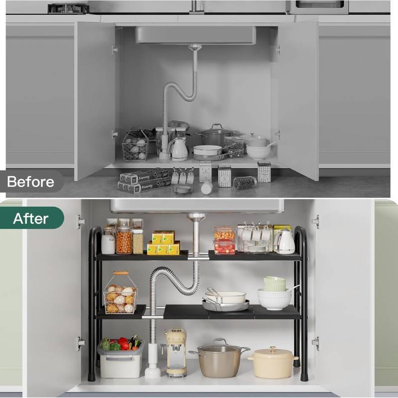 Under Sink Rack Kitchen Organizer Rack Expandable Storage Rack With ...