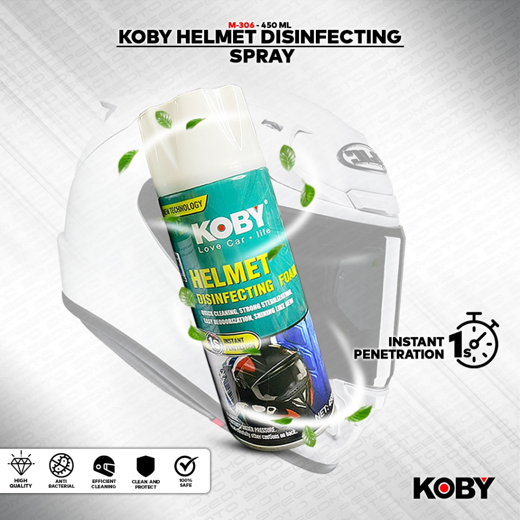 KOBY HELMET DISINFECTING SPRAY FOAM 450ML SANITIZER DISINFECTANT SPRAY ...