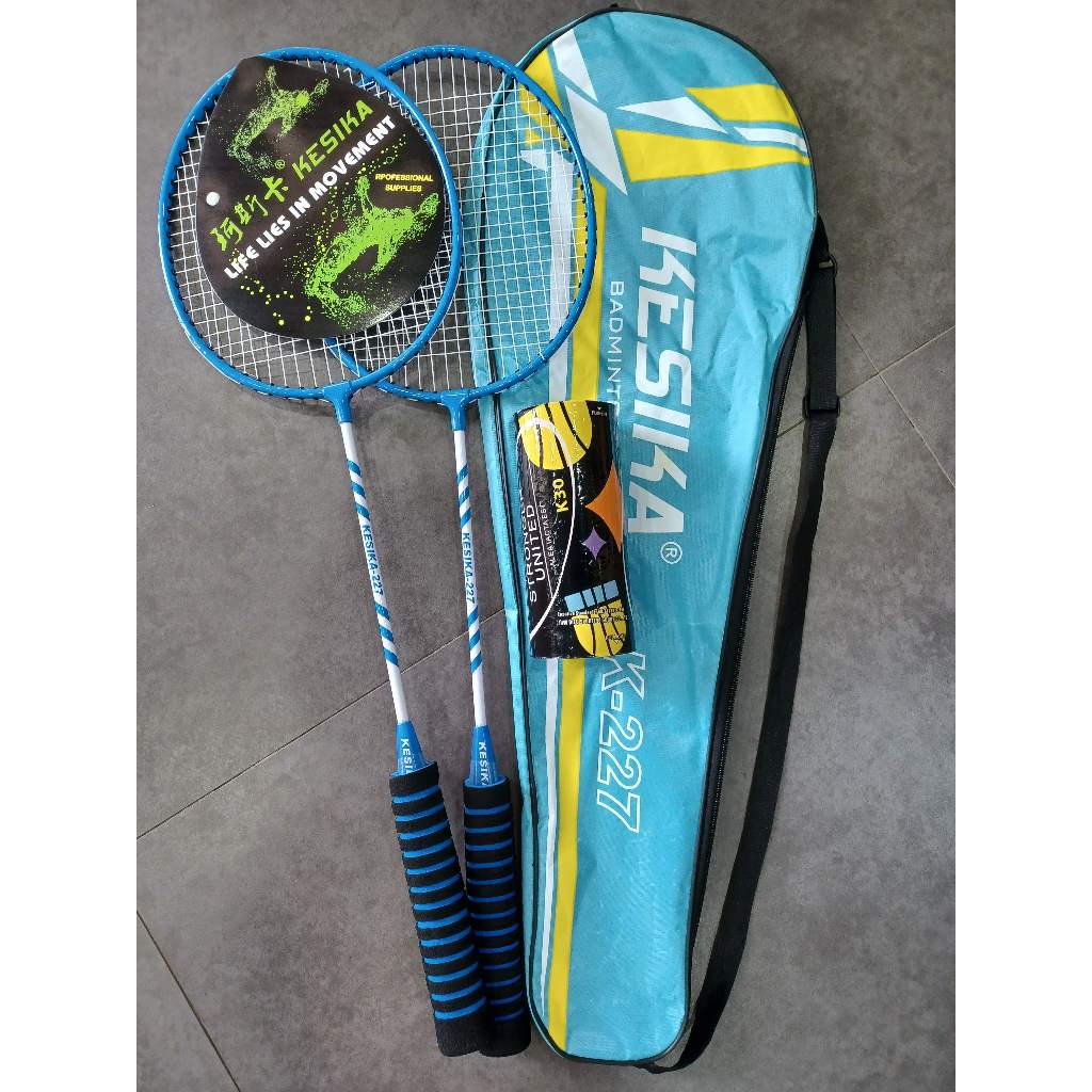 Badminton Racket pair with feather shuttlecock and bag set | Shopee ...
