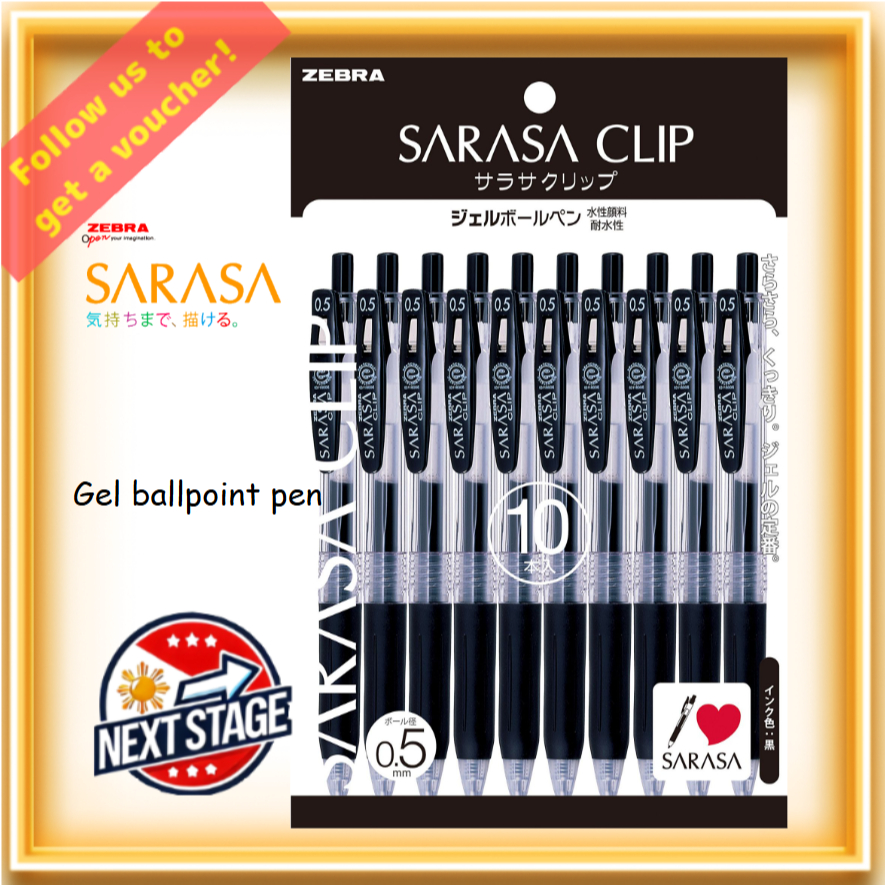 Zebra Penna a sfera gel Sarasa Clip 0.3 nero, confezione da 5 pezzi, P-JJH15-BK5