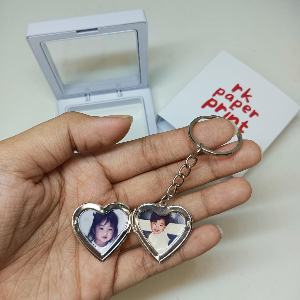 Personalized Photo Heart Locket Silver Keychain I l RK Paper Print ...