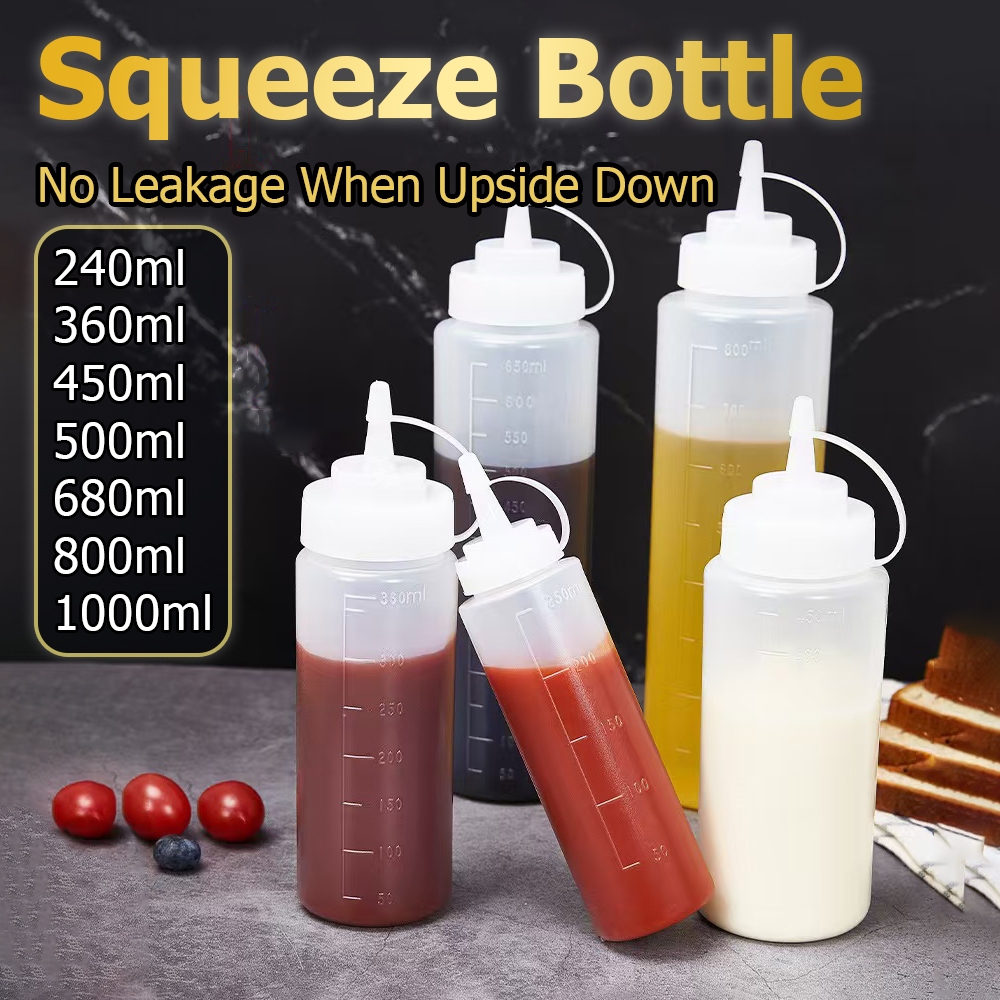 VG Clear Plastic Squeeze Bottle Condiment Dispenser 240ml 360ml 450ml ...