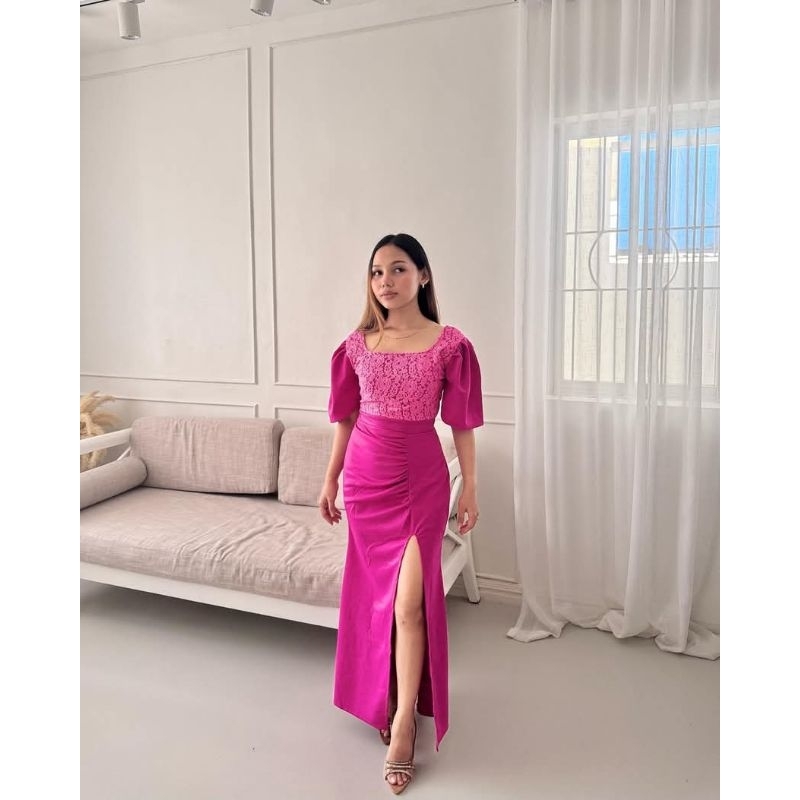 CAR Filipiniana Gown with Slit | Bridesmaid, Ninang, Wedding, Prom Graduation  dress plus size | Shopee Philippines