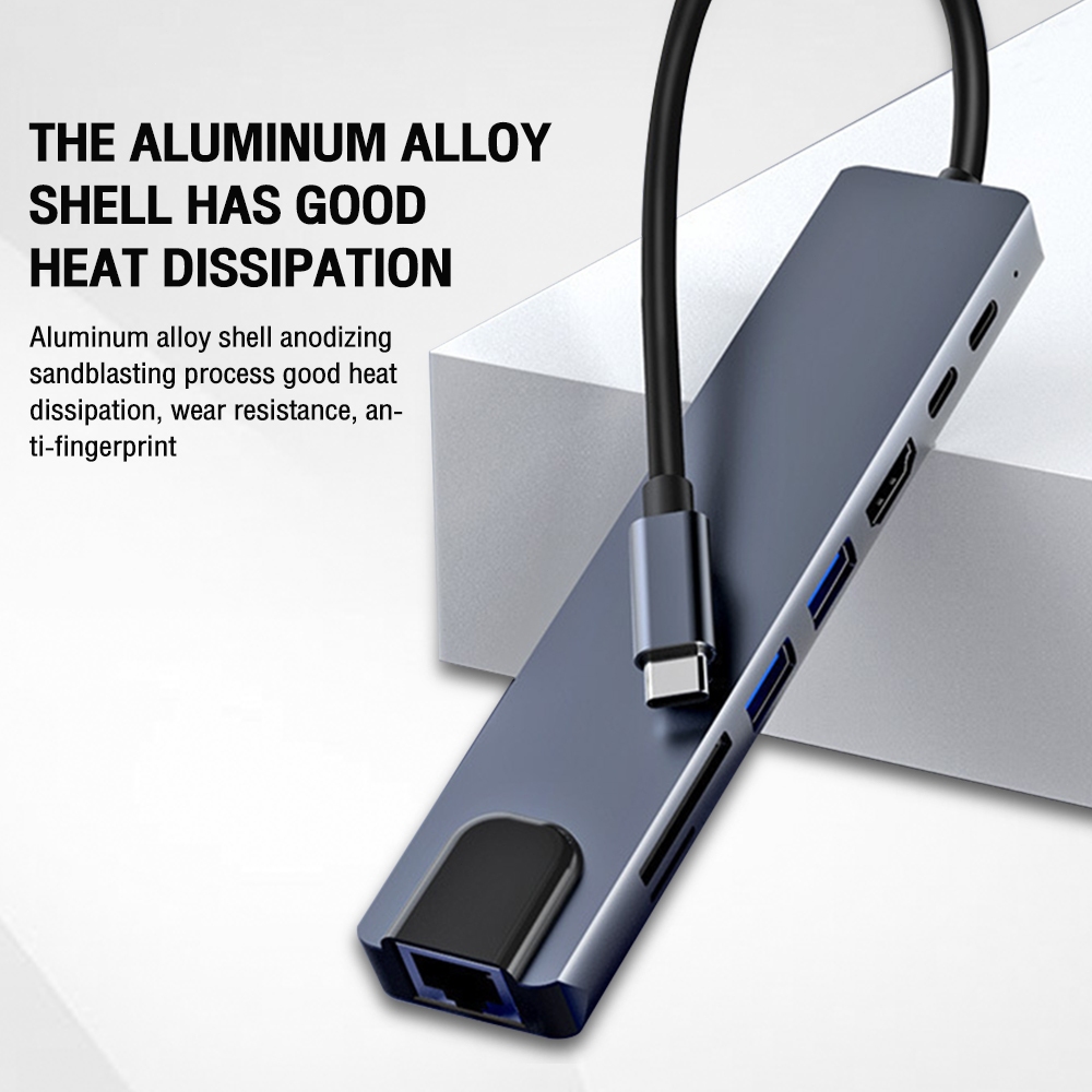 8 In 1 Usb Hub Type C Splitter Multi-Function USB Hub Expansion Dock TF ...