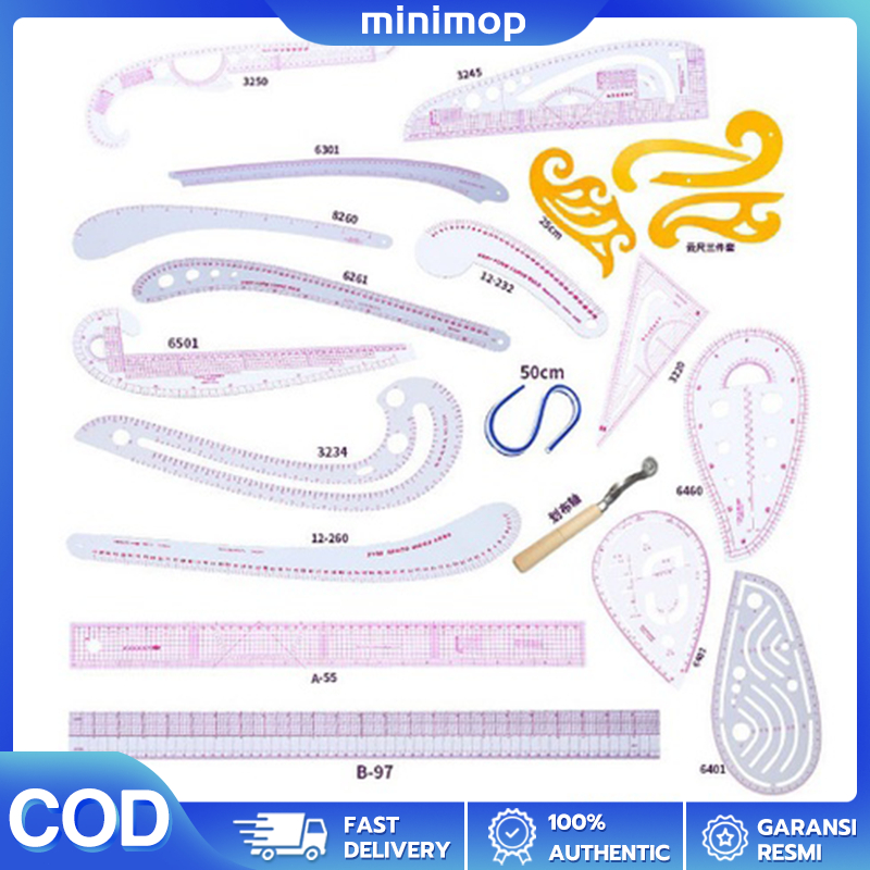 7/8/13/19 tailor measuring set sewing drawing ruler sleeve arm French ...