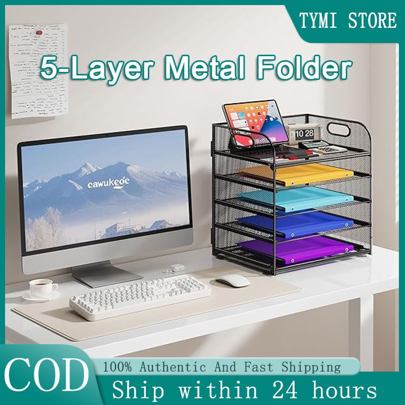 Metal Mesh Desk Organizer Racks File Organizer Office Storage Shelf 5 ...