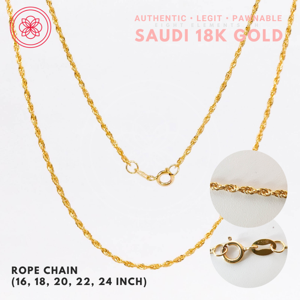 COD PAWNABLE 18k Saudi Gold Men/Women Rope Chain | Shopee Philippines