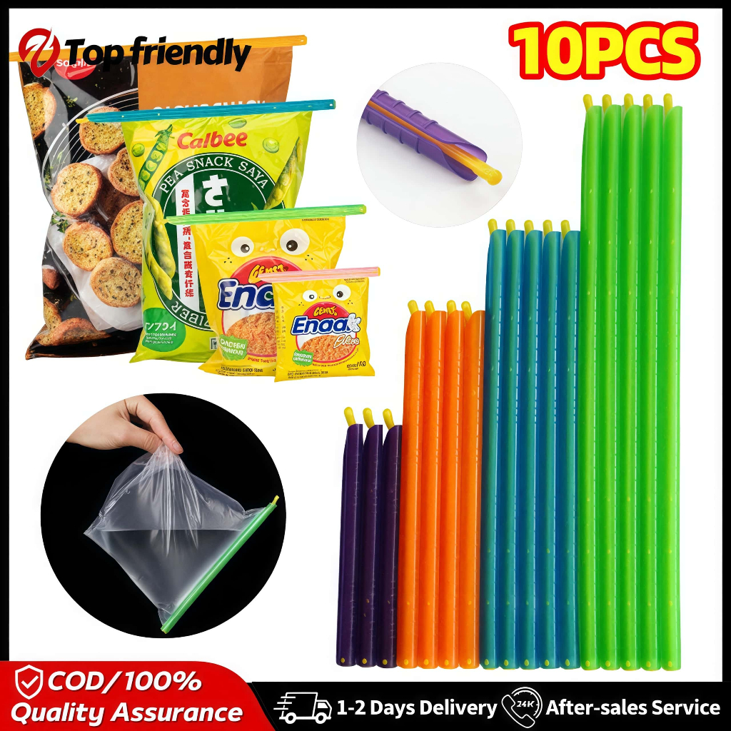 10PCS Plastic Seal Stick Storage Chip Bag Fresh Food Snack Grip Sealing ...
