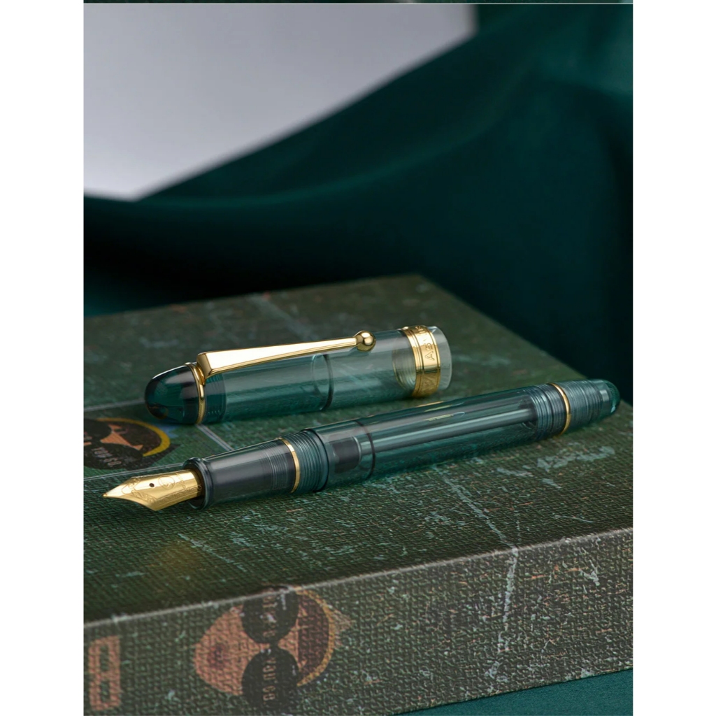 Asvine V169 Vacuüm Vullen Vulpen Extra Fijne Penpunt, Water Drop Skeleton Overlay Gold Trim Transparant Clear Acryl Pen Case Set